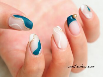 ネイルサロン ソウ 心斎橋店(Nail Salon Sou)/うねうね フレンチ ミラー
