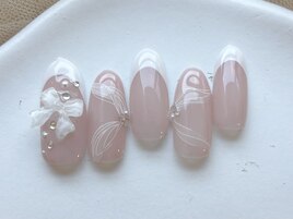 リボン×フレンチネイル