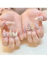 アイラッシュサロンアールツー(eyelash salon R2)/春ネイル　蝶ネイル