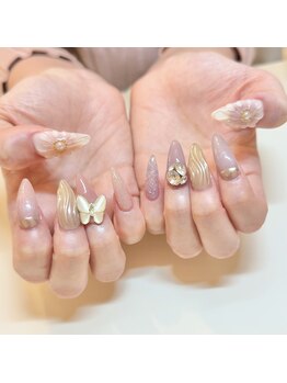 アイラッシュサロンアールツー(eyelash salon R2)/春ネイル　蝶ネイル