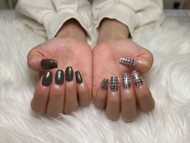 ワンカラー×チェック