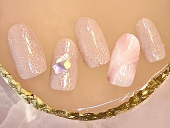 さくらんぼ大理石ネイル