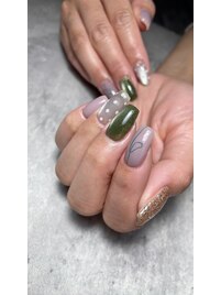 くすみピンクのニュアンスネイル