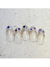 ネイルアンドまつげ リュフェール 五反田(Nail Lufaire)/きらきらハートフレンチ