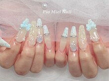 ピオミエルネイル 新宿(pio miel nail)/ミルキーベージュ×アイシーブル