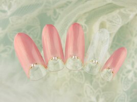 フラワー逆フレンチネイル