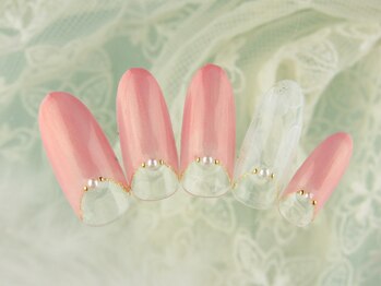 シューズネイルプロデュース/フラワー逆フレンチネイル