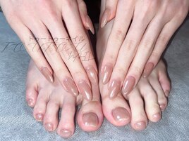 ベージュピンクxオーロラ