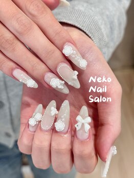 ネコ(Neko)/乳白色　シンプル　バラネイル