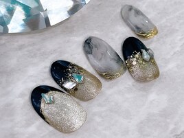 定額Ｓ★大理石×黒フレンチ