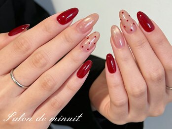 赤ドットマグネットネイル