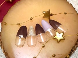グレージュ系まっすぐフレンチ