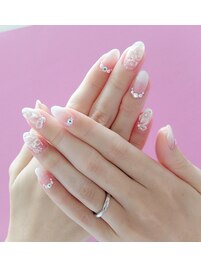 ブライダルネイル手描き3D花バラ