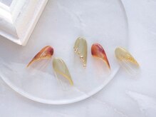 ネイル スパ ココプラス(Nail spa Cocoplus)/秋色斜めフレンチべっこうネイル