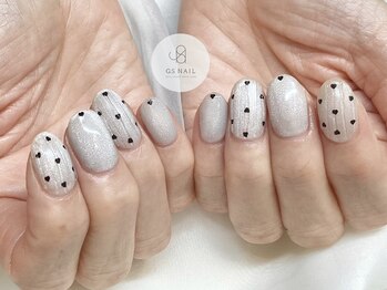 冬ネイル　ホワイトマグネット