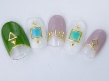 ネイルサロン ドレリッチ 大宮店(drerich)/ホワイトマーブルエスニック