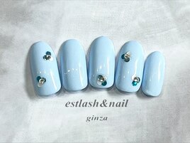 水色ホロドットネイル