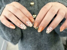 ドットネイル オレンジ
