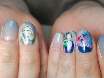 わたしのネイルとよもぎ蒸し/絵画ネイル2時間ネイル