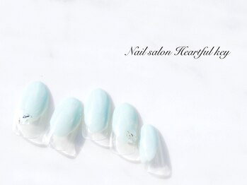 ネイルサロン ハートフルキー(Heartful key)/塗りかけ×シェルネイル¥8000