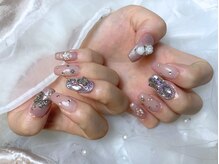 アグ ヘアー セレソ ネイル 桑名(Agu hair Cerezo)/《儚げピンク×パーツ盛りnail》