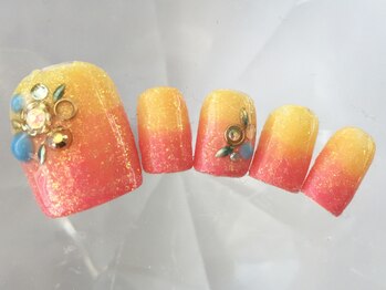 ラリュールネイル(L'Allure nail)/フットオレンジグラデ￥9900