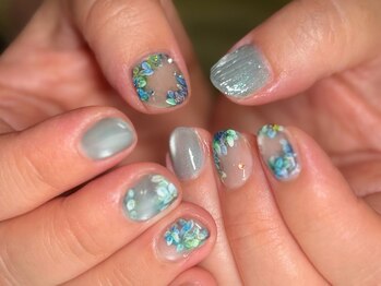 グロスネイル(gloss nail)/ジェルアート/紫陽花
