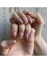リリカネイル(Ririka nail)/ラメグラデーション×ワンカラー
