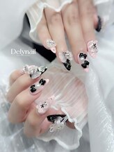 デリーネイル(Dely_nail)/量産型ピンク×ブラックネイル