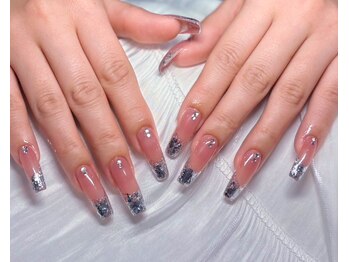 マルチューネイル 池袋(MARUCHU NAIL)/チップ長さだしガラスフレンチ