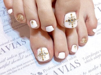 プロフェッショナル ネイルサロン ラヴィアス(LAVIAS)/【フット】ワンカラ＋アート２本