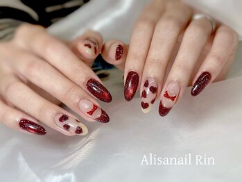 アリサネイル(ALISA NAIL)/赤フラシュネイル