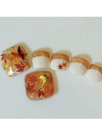 秋のフットネイル《もみじ》