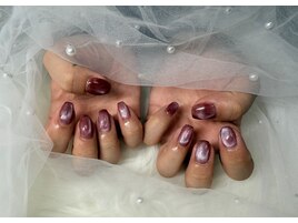 ピンクマグネットネイル