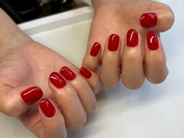 シンプルレッドワンカラーネイル