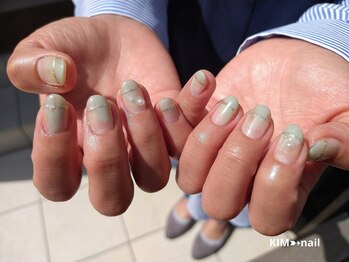 ケイアイエムネイル(KIM nail)/pale green nuance×perl