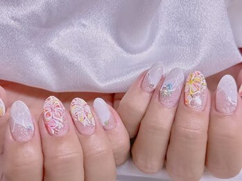 エムズ ネイルサロン(M2)/夏×梅雨ニュアンスフラワー