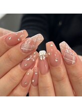 ジーナネイル 北千住(Zina nail)/ピンクベージュチェックネイル