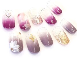 グラデ+お花アート