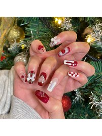 クリスマスハートネイル
