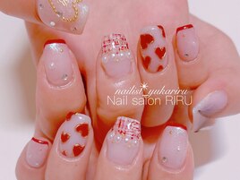ツイードネイル/ハートネイル