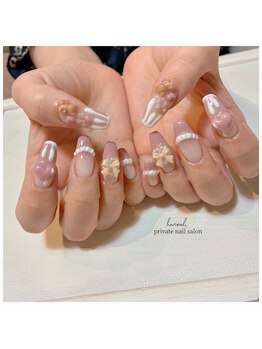 くすみピンク/ハートネイル