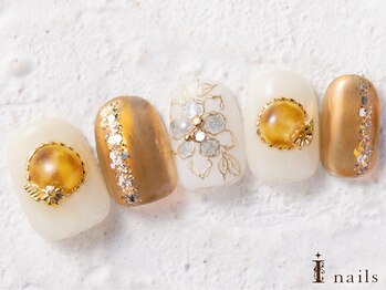 アイネイルズ 横浜WEST店(I-nails)/べっ甲フラワーネイル　11500円