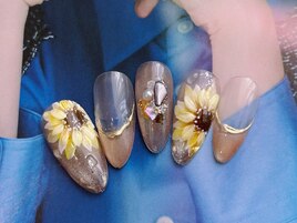夏向日葵ネイル