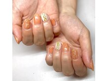 マハロクーレイ(Mahalo Ku’u Lei)/【オレンジちゅるんネイル】