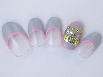 ネイルサロン ドレリッチ 大宮店(drerich)/グレーピンクラインフレンチ