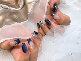 《囲みチェーン×ネイビーnail》