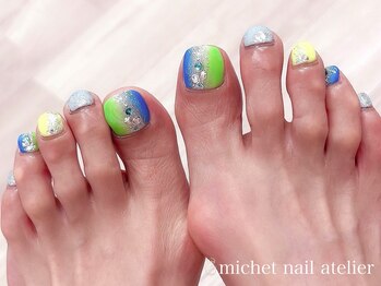 ミケ/夏フットネイル　ネオンカラー
