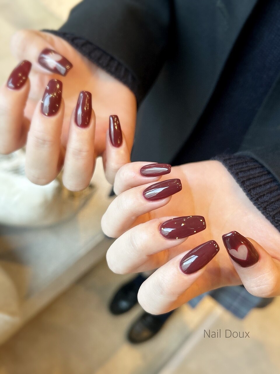 2025年-2026年冬トレンド】ボルドー ハートのネイルデザイン集｜人気順