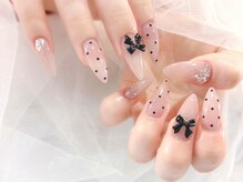 リベレ 心斎橋店(LIBELLE)/シースルードットネイル/リボン
